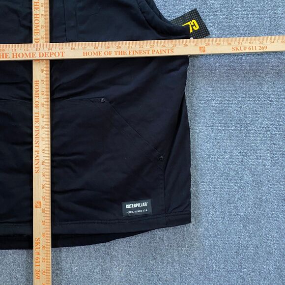 CAT Caterpillar Sherpa Lined Canvas Vest Adult X-Large Black Outdoor Workwear - Picture 13 of 16